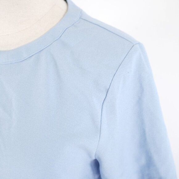 Forever 21 Crop Top Blouse Blue Crew Neck Short Sleeve Medium Polyester Back Zip - Picture 2 of 9